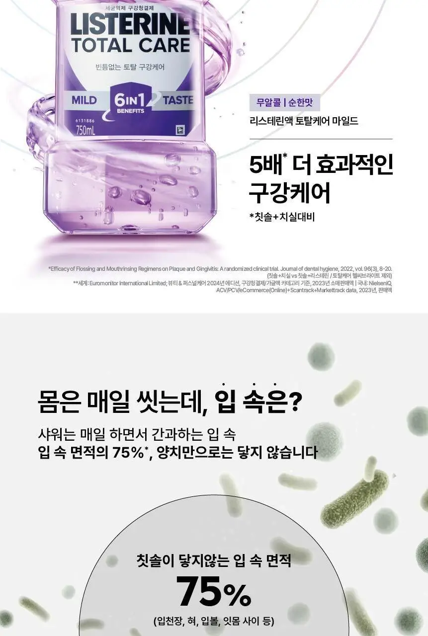 [엔하이픈 PICK/대용량] 리스테린 가글 토탈케어 마일드 750ml 3개 상세페이지 5